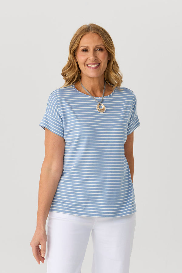 Pebble Stripe S/slv Tee