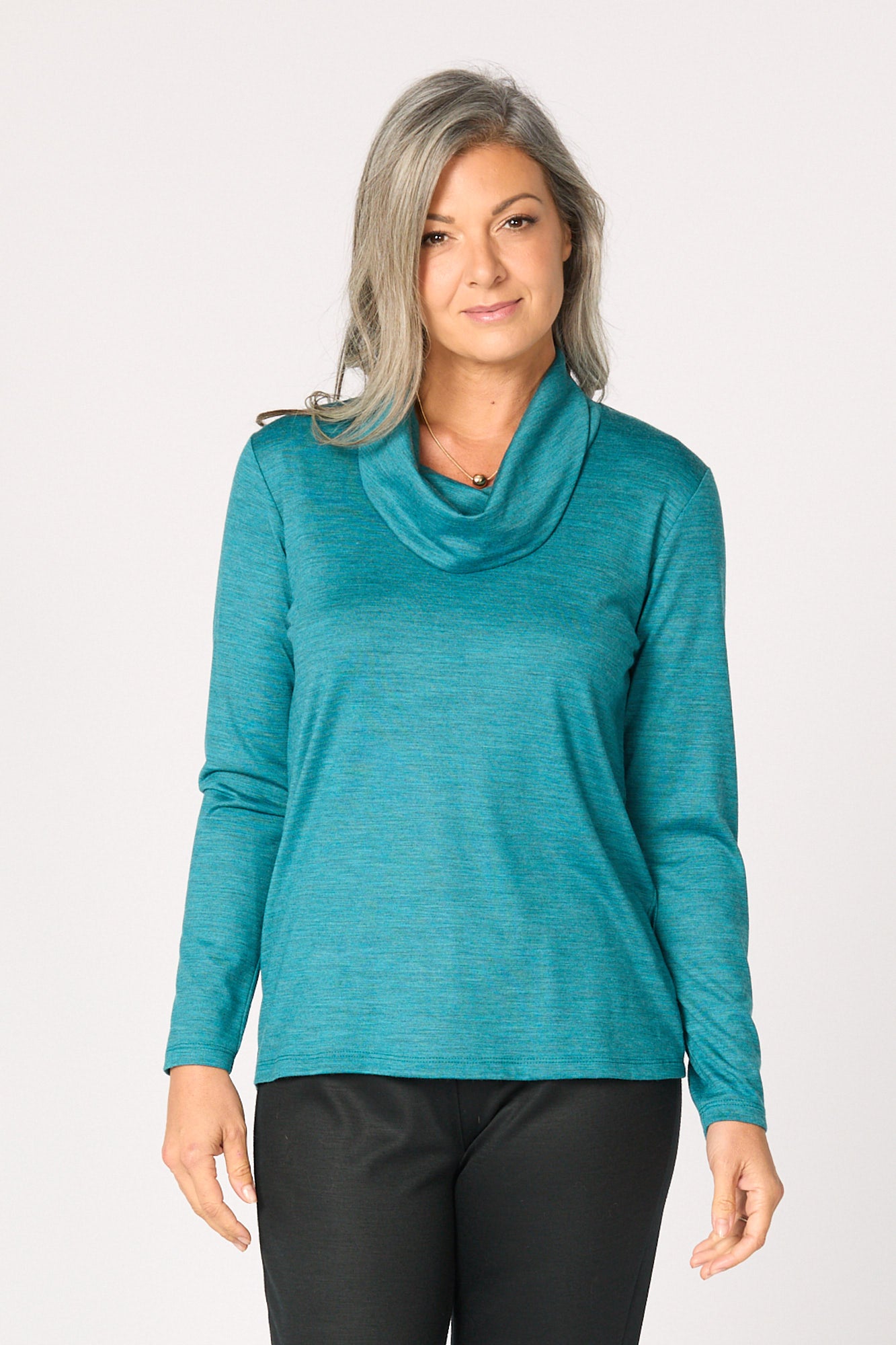 Hedrena Cowl Neck Long Sleeve Top