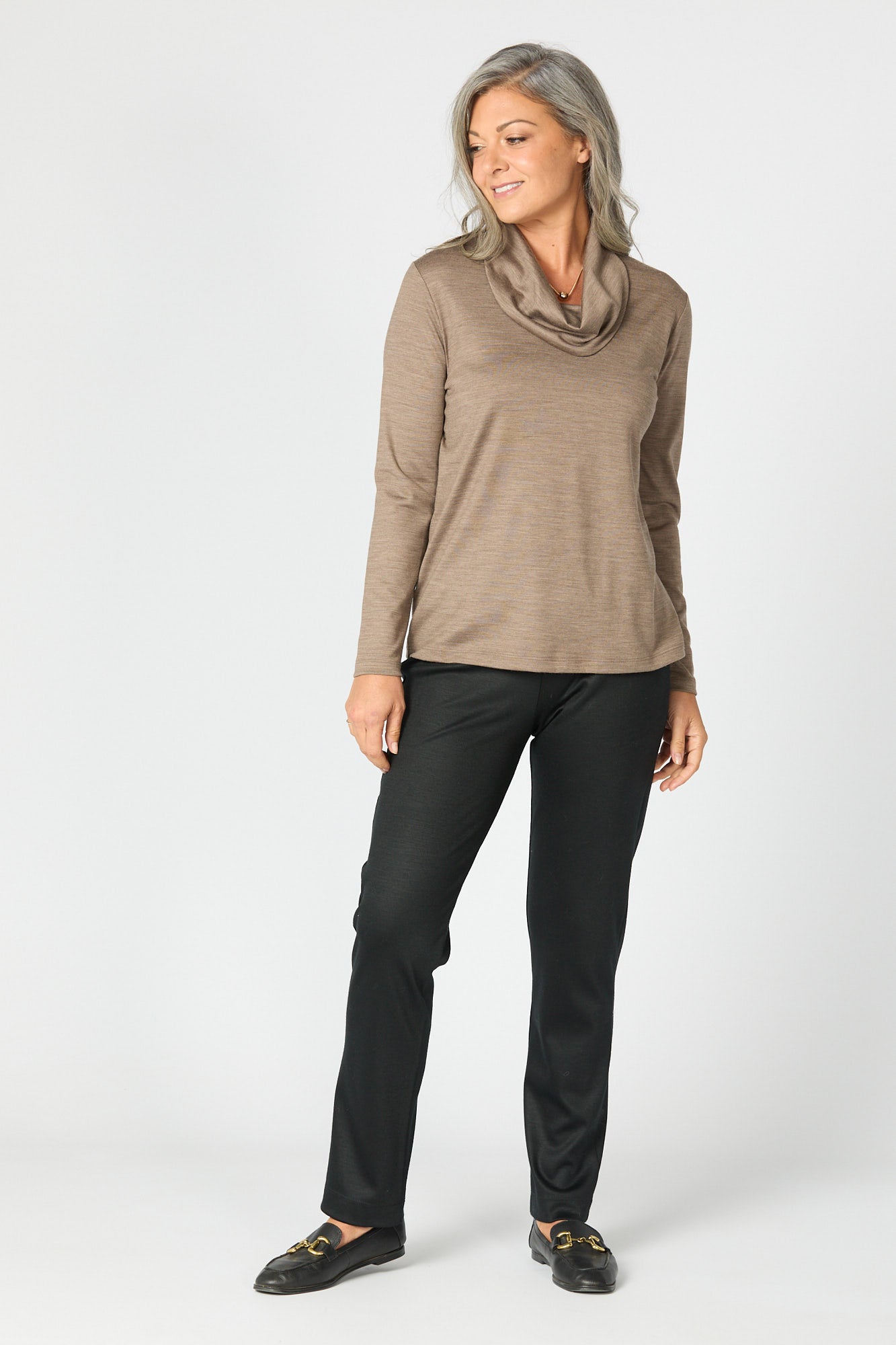 Hedrena Cowl Neck Long Sleeve Top