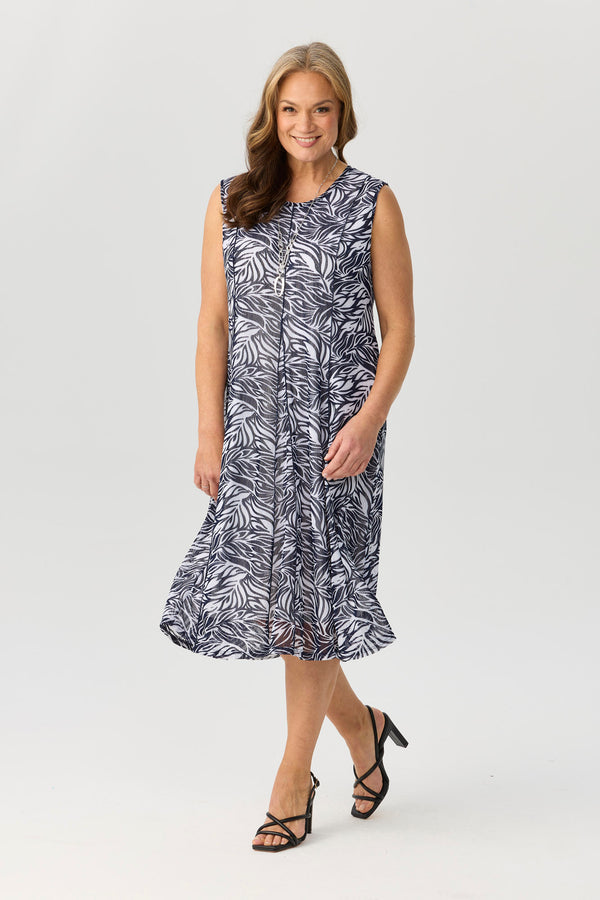 Veneta Mesh Sleeveless Gored Dress