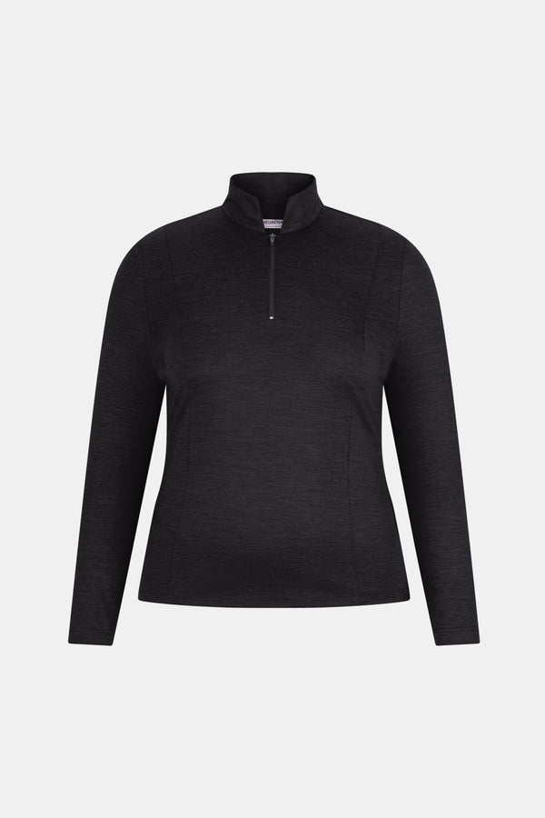 Hedrena Zip Polo Long Sleeve Top
