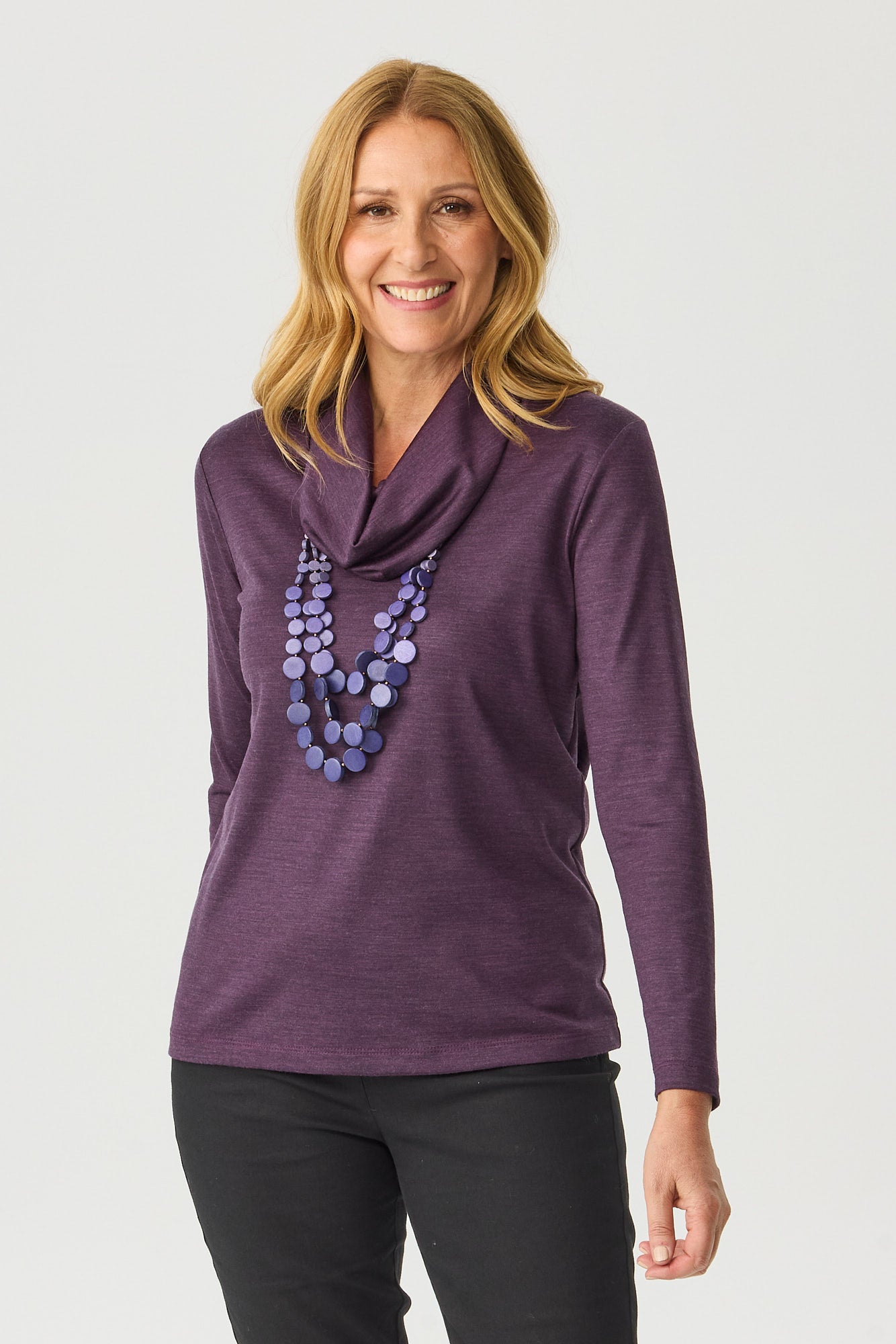 Hedrena Cowl Neck Long Sleeve Top