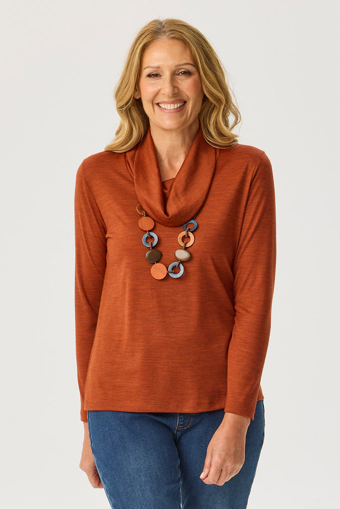 Hedrena Cowl Neck Long Sleeve Top