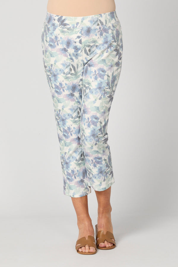 Blue Mood Print 7/8 Pull On Pant