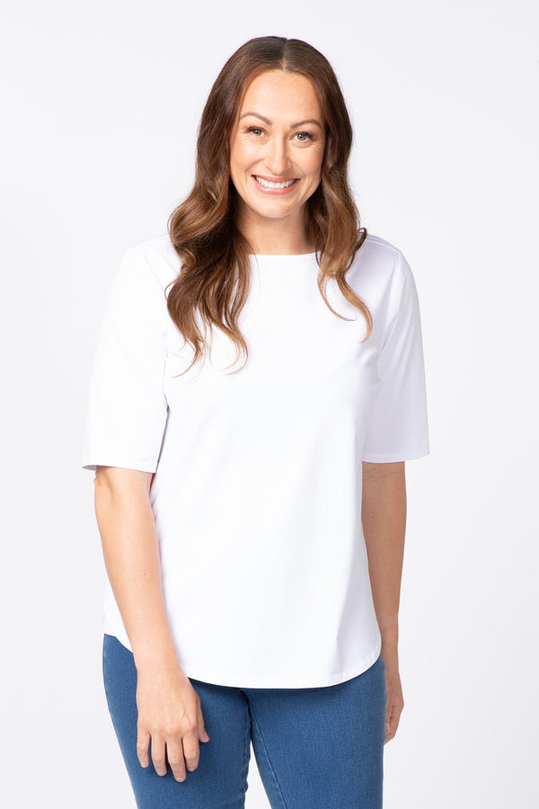 Recreation Boat Neck Elbow Sleeve Top