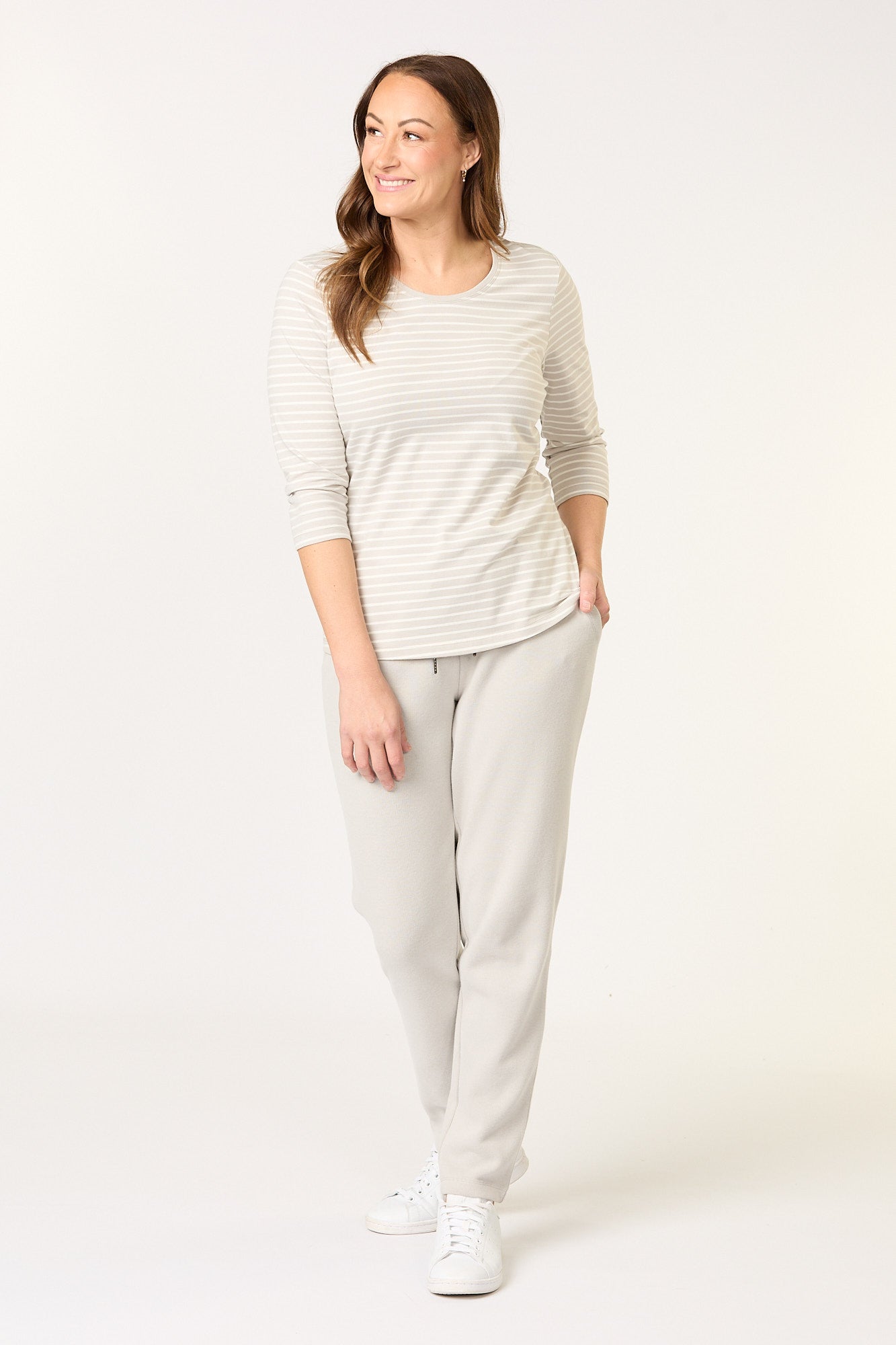 Cape Cod Stripe 3/4 Slv Tee