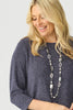 GLAM BOAT NECK 3/4 SLV TOP