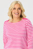 ESCAPE STRIPE 3/4 SLV BUTTON TOP