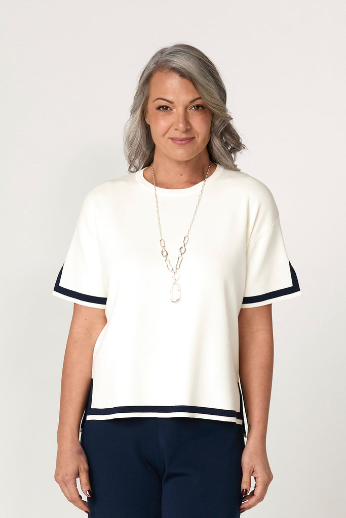 Otis Contrast Trim Short Sleeve Knit Top
