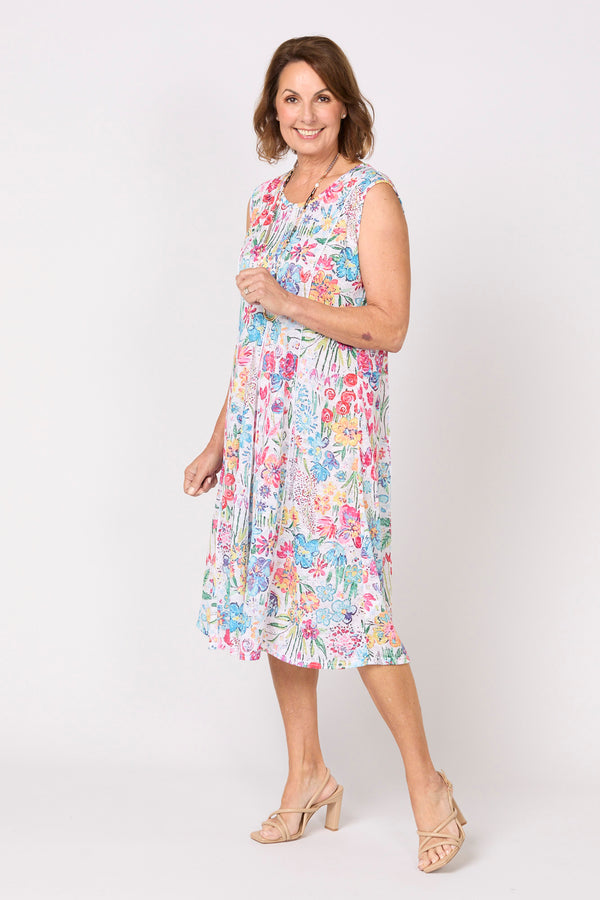 PRUE SLEEVELESS BURNOUT PRINT DRESS