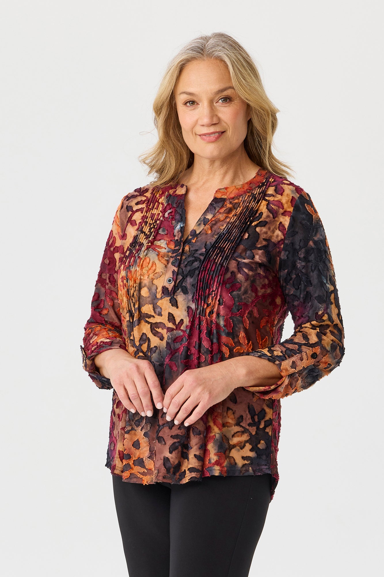 Elvira Burn Out Pleat Top