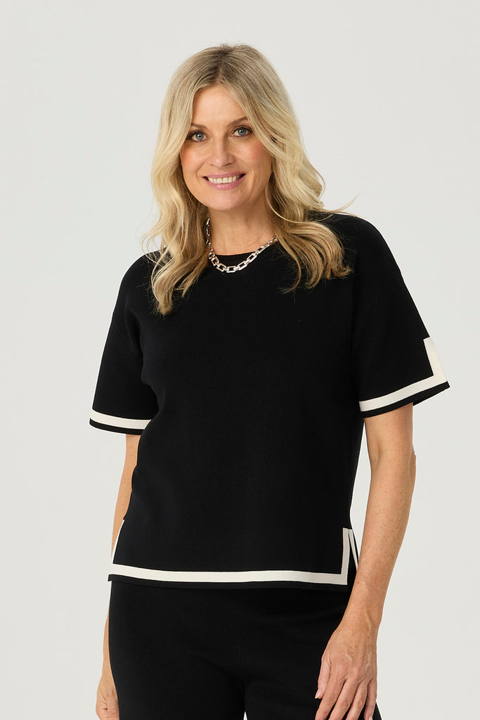 OTIS CONTRAST TRIM S/S KNIT TOP