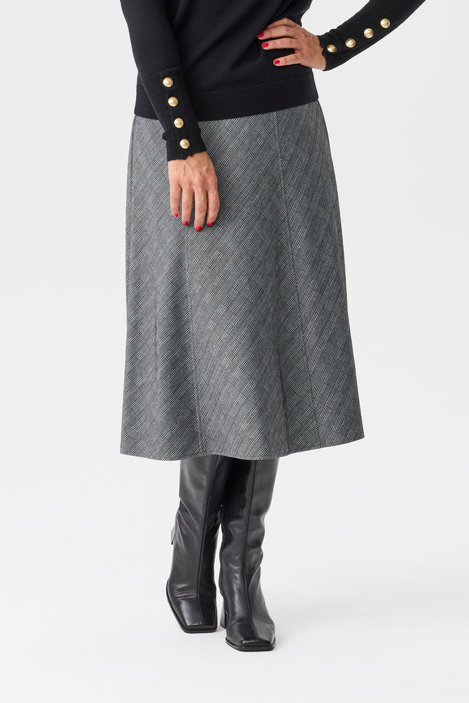 Middleton Check Gored Pull On Skirt