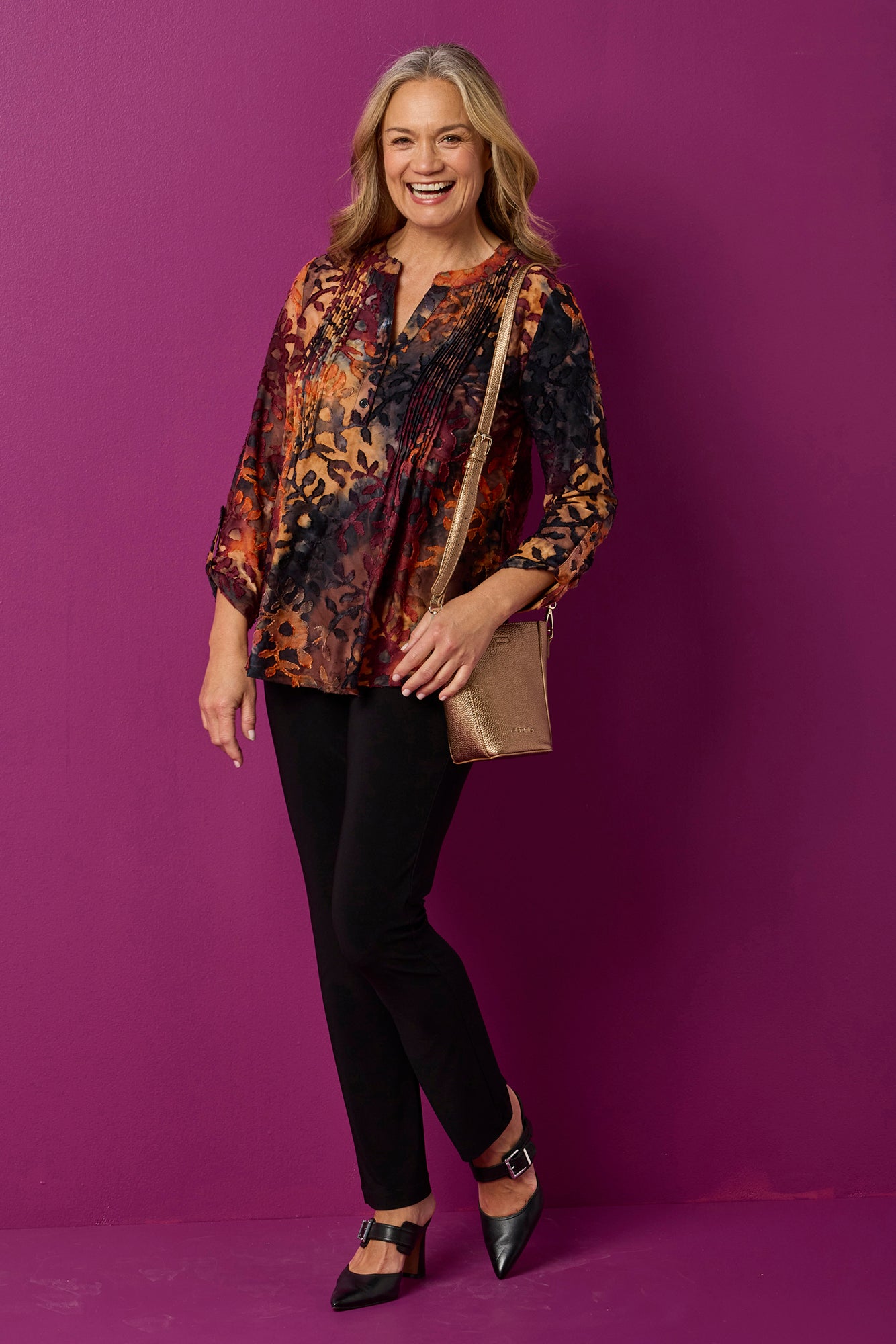 Elvira Burn Out Pleat Top