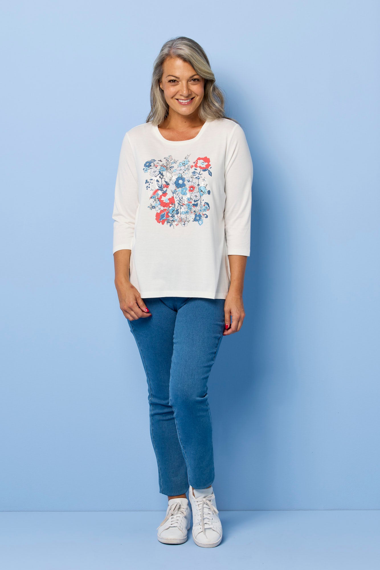 Jerry 3/4 Sleeve Print Front Tee