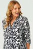 LEAF PRINT 3/4 SLV HI-LOW SHIRT