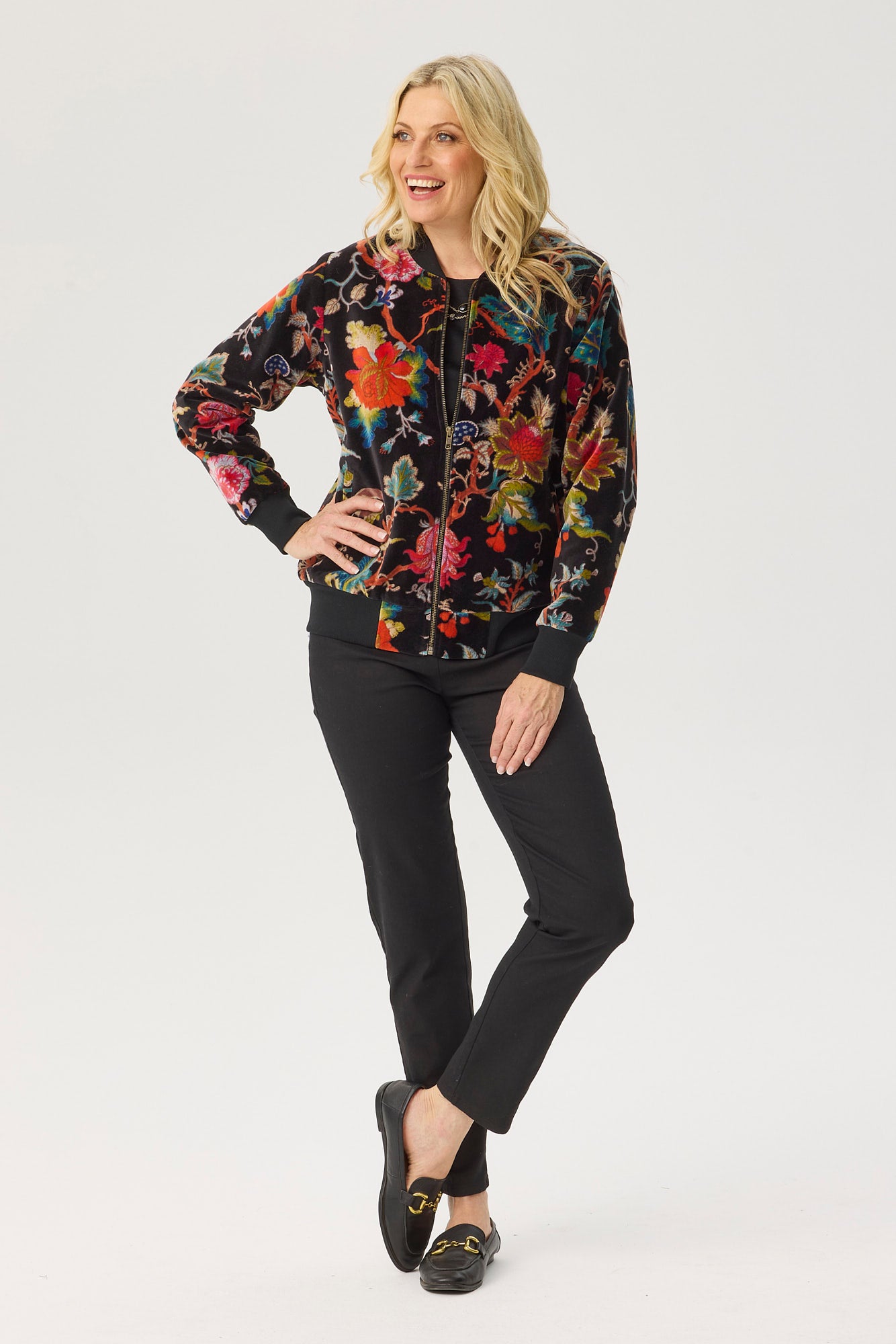 VERSO VELVET PRINT ZIP UP JACKET