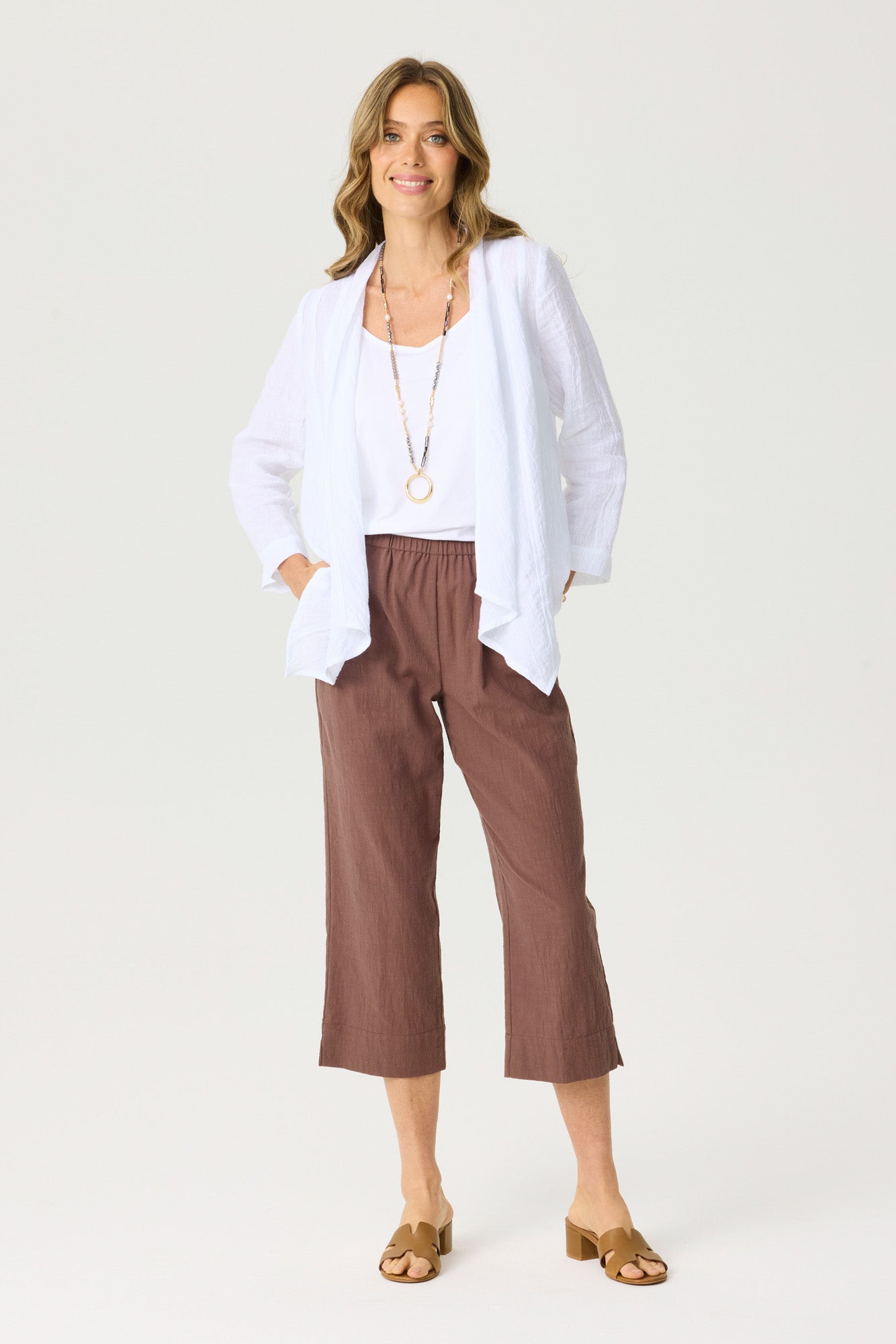 COASTLINE 3/4 SLV WATERFALL CARDI