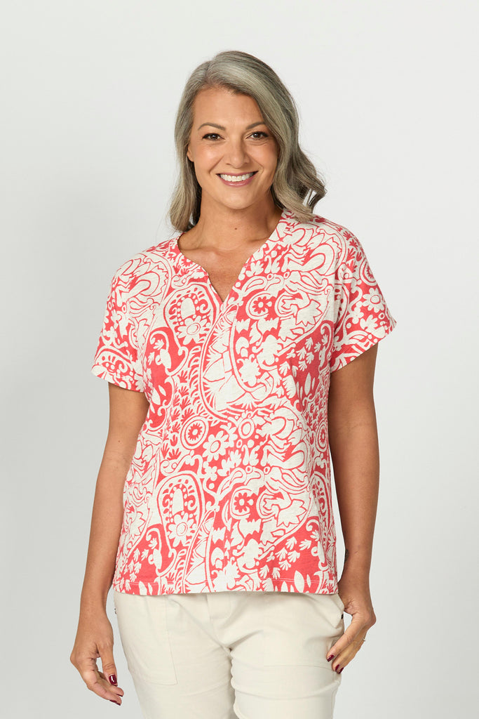 Folie Notch Neck Short Sleeve Tee