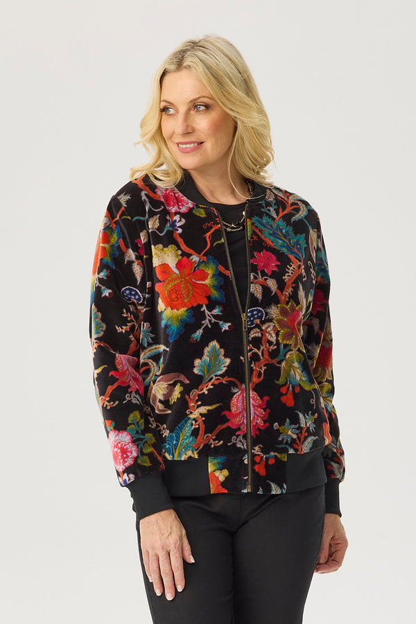 VERSO VELVET PRINT ZIP UP JACKET