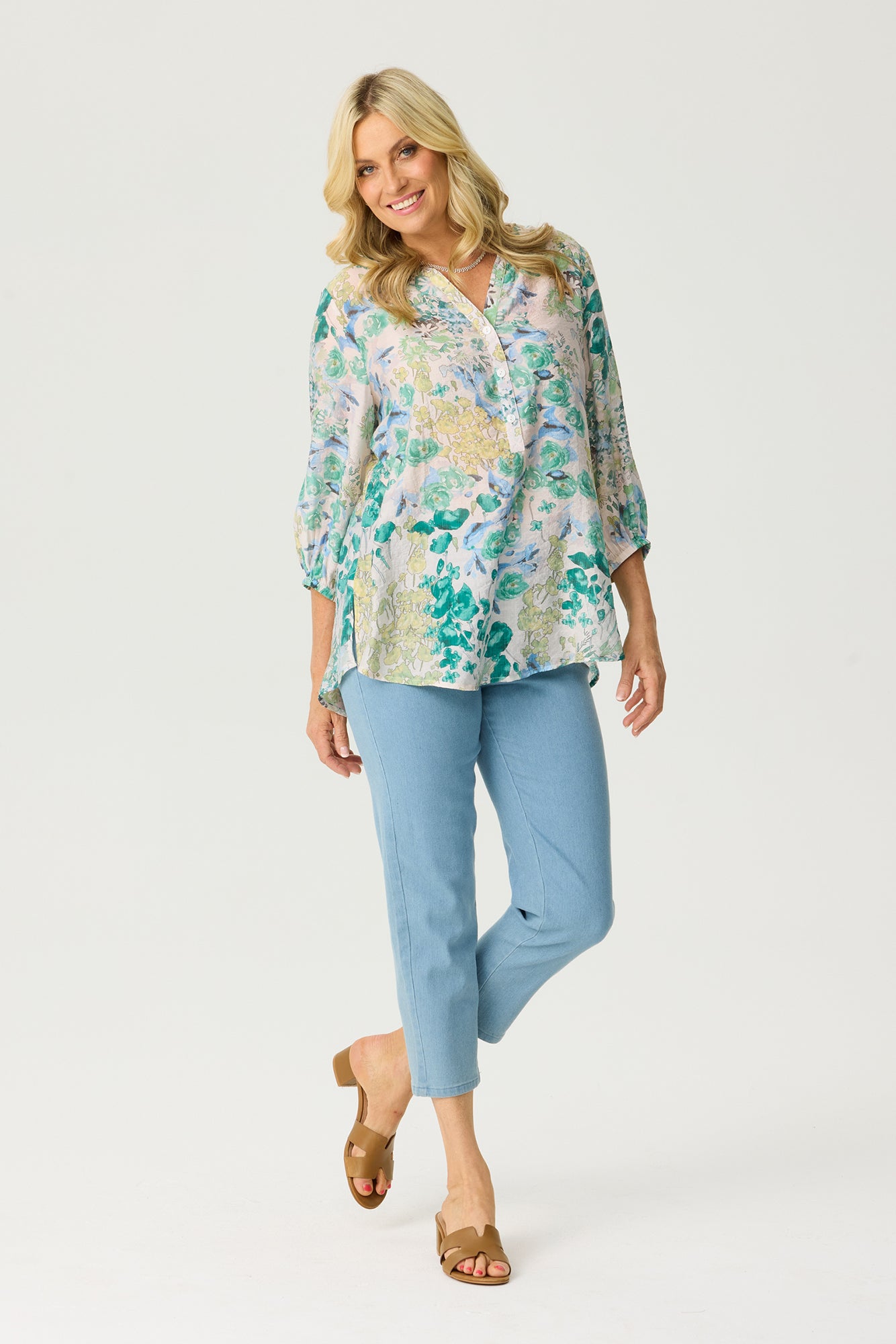 GREEN GARDEN 3/4 SLV SOFT BLOUSE