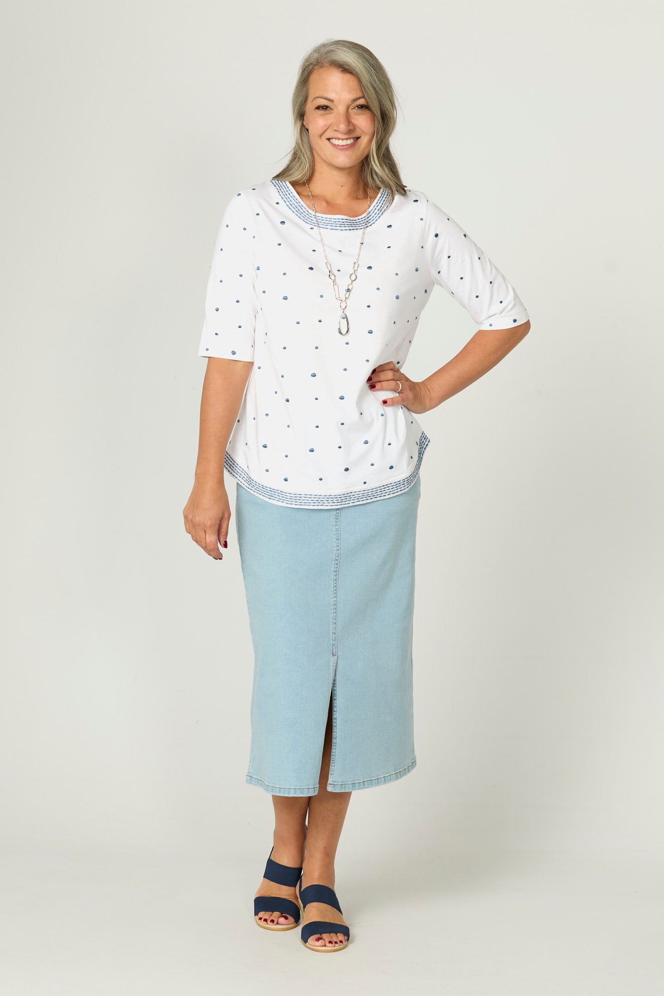 Addison Elbow Sleeve Spot Top