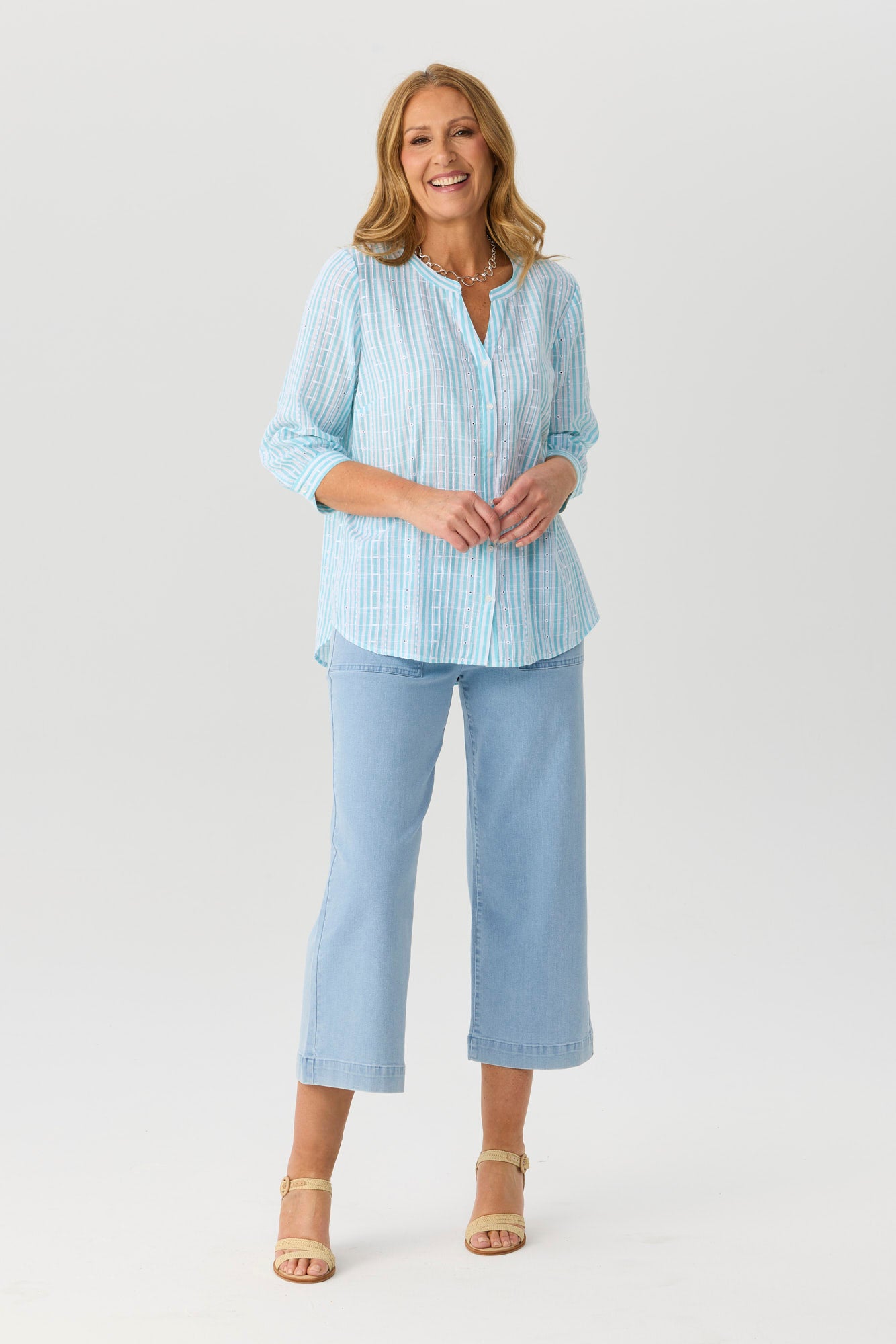Mondello Stripe 3/4 Slv Shirt