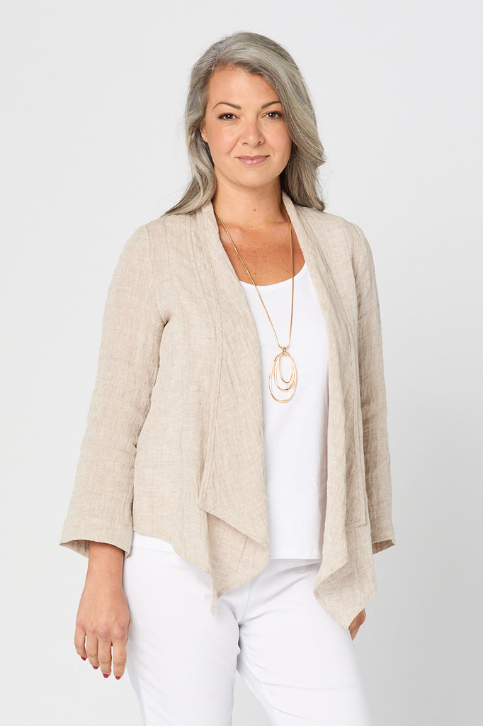 COASTLINE 3/4 SLV WATERFALL CARDI