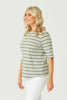 CLANCY STRIPE ELBOW SLV BOAT NK TEE