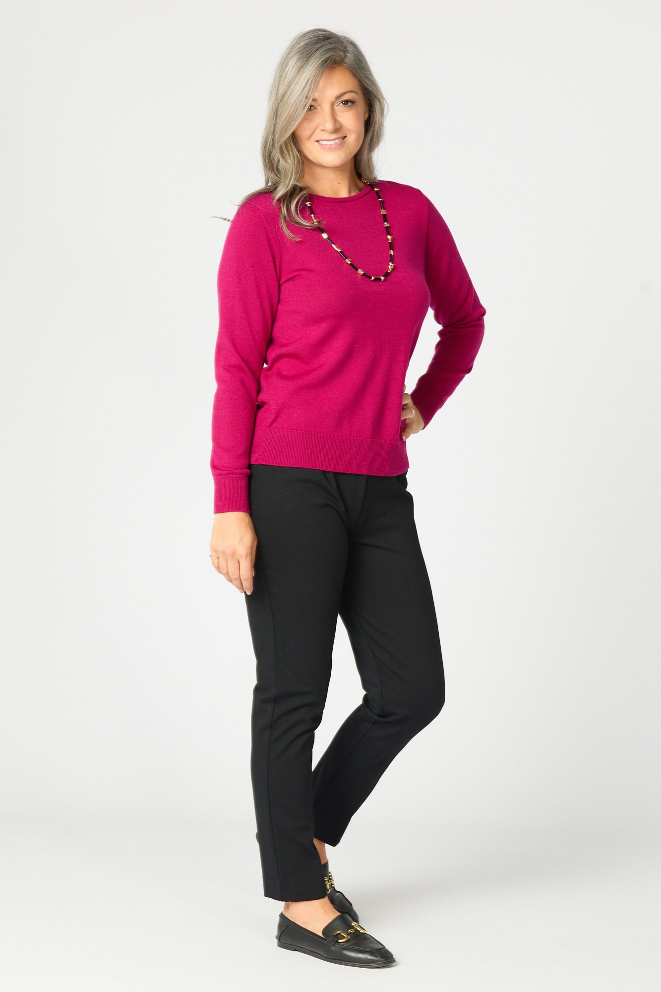 MELANIE MERINO WOOL CREW NK SWEATER