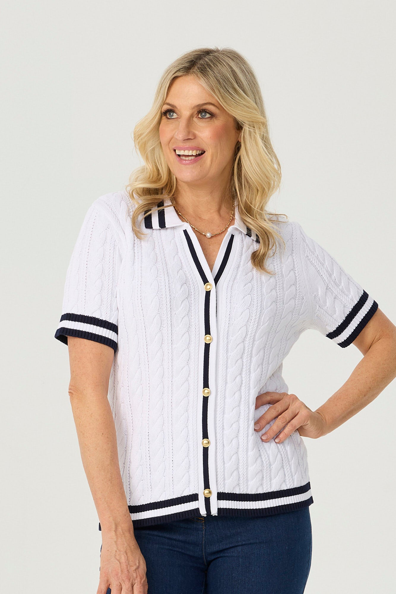 JELENA S/S BUTTON THRU POLO