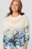 PALM PRINT 3/4 SLV SWEATER