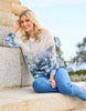 PALM PRINT 3/4 SLV SWEATER