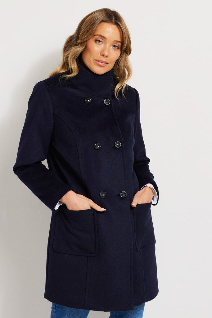 ZARINA DOUBLE BREASTED LONG COAT