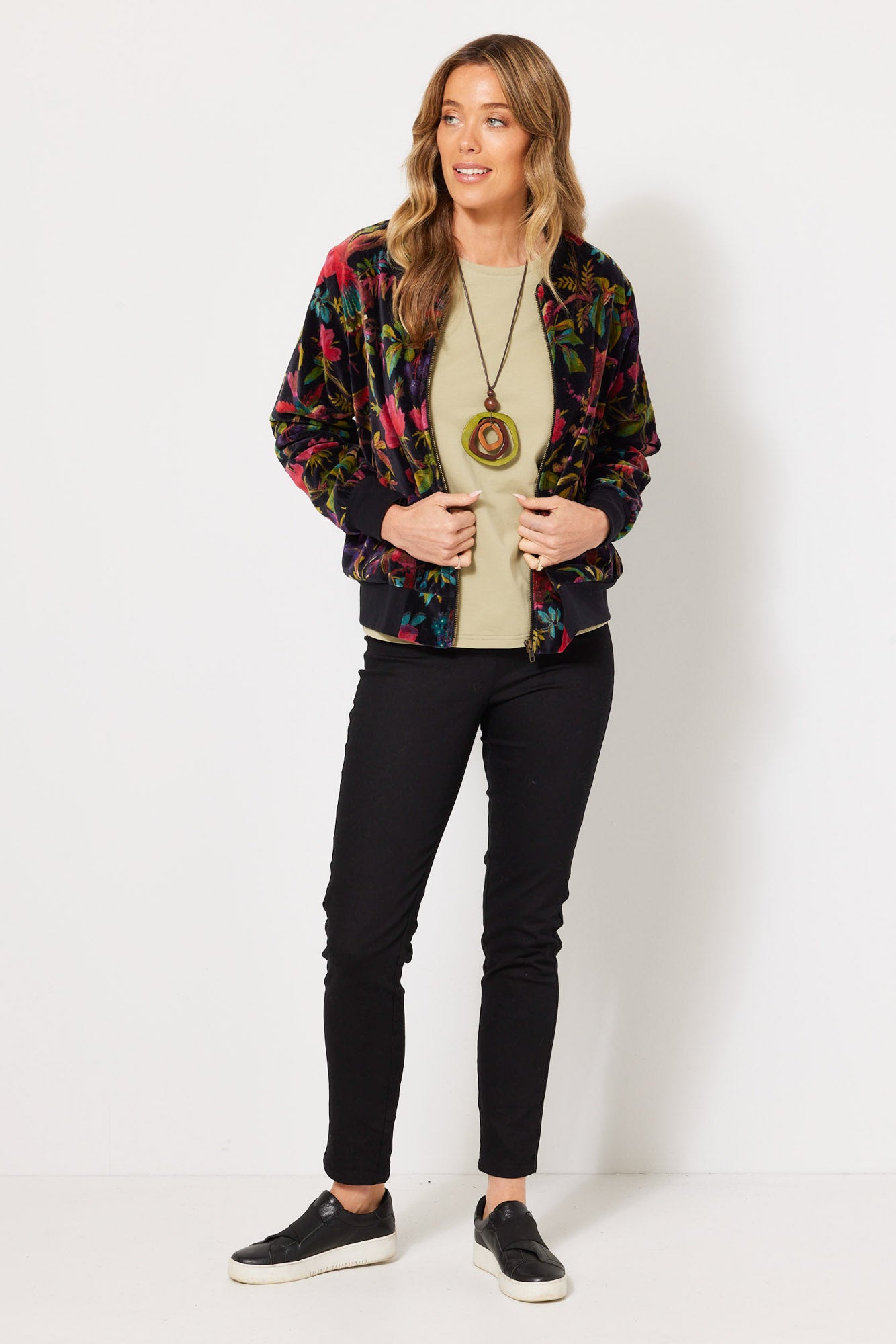 VERSO VELVET PRINT ZIP UP JACKET