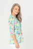FLEUR V NECK 3/4 SLV PRINT TOP