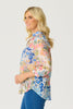 FLORAL HAZE PRINT 3/4 SLV BLOUSE