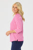 ESCAPE STRIPE 3/4 SLV BUTTON TOP