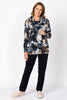 ATLAS PRINT COWL LONG SLEEVE TOP