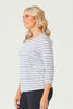 JILLY STRIPE 3/4 SLV TOP