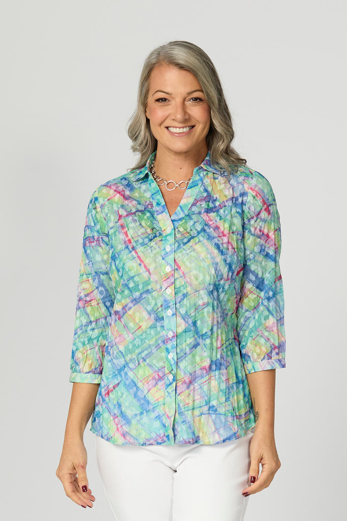 Vista Crushed 3/4 Sleeve Print Shirt