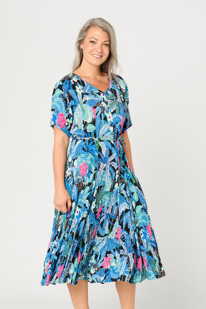 GODET SHORT SLEEVE DRESS