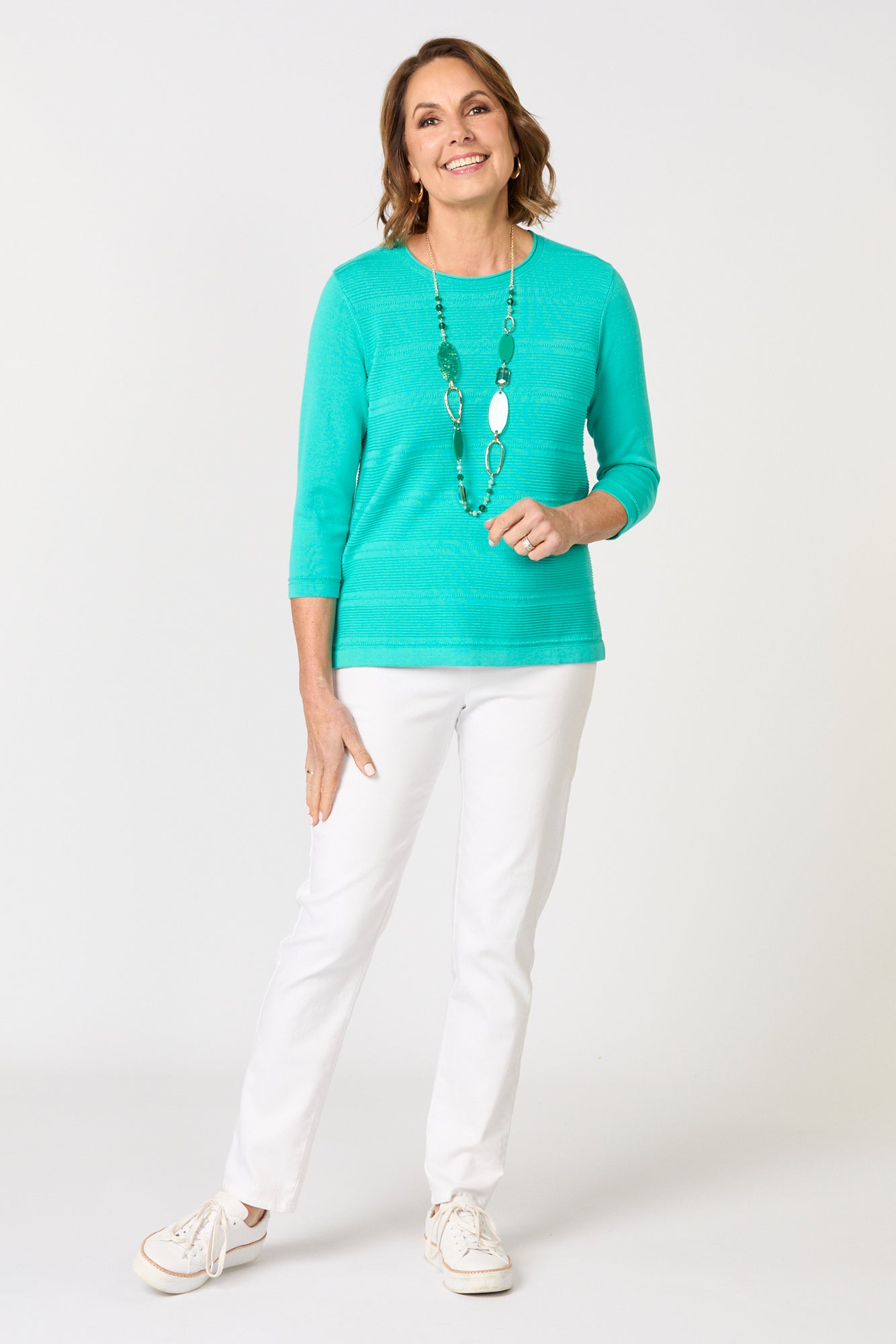 LINNEA 3/4 SLEEVE OTTOMAN SWEATER