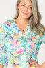 FLEUR V NECK 3/4 SLV PRINT TOP