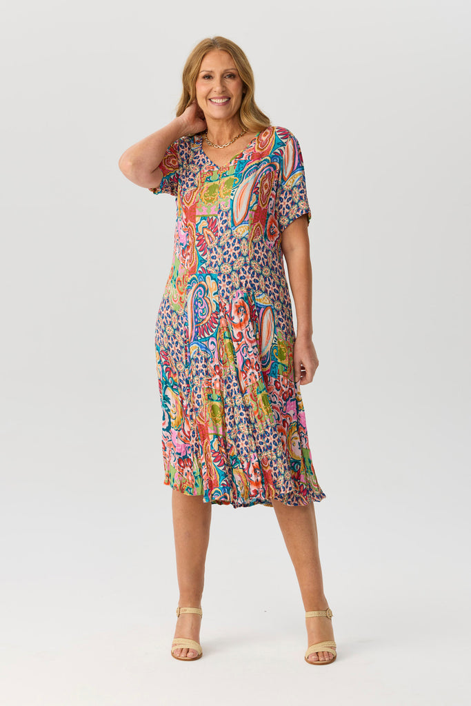 Godet Short Sleeve Dress