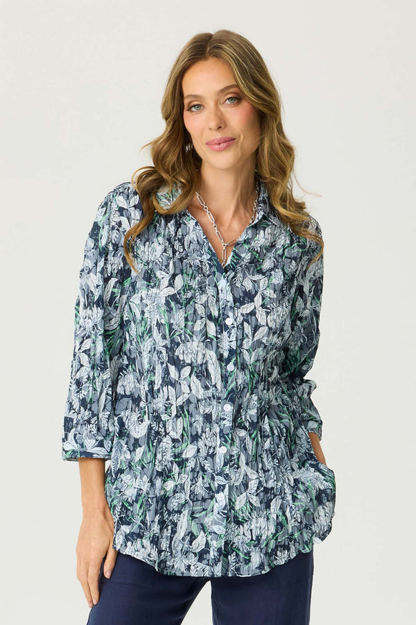 VISTA CRUSHED 3/4 SLV PRINT SHIRT