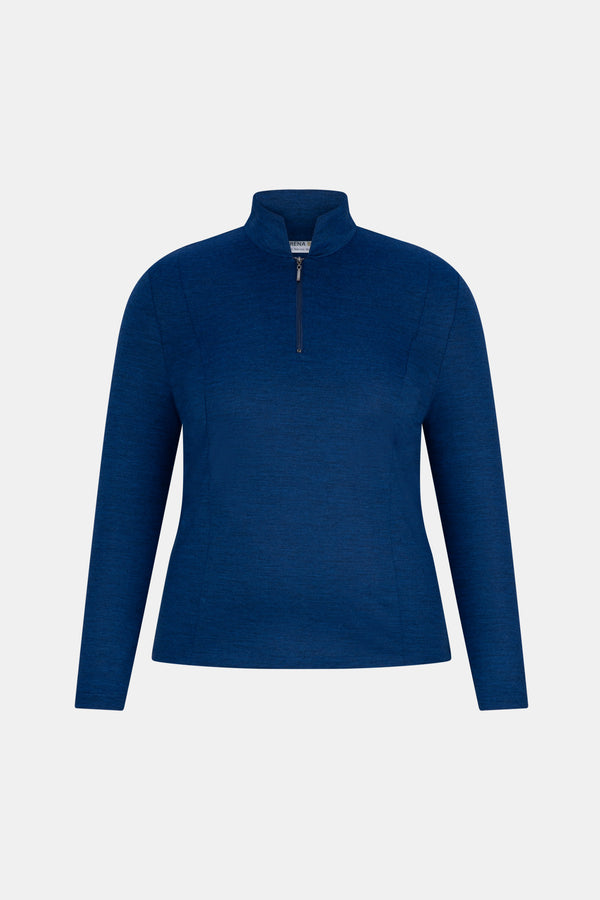 Hedrena Zip Polo Long Sleeve Top