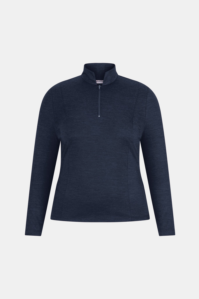Hedrena Zip Polo Long Sleeve Top