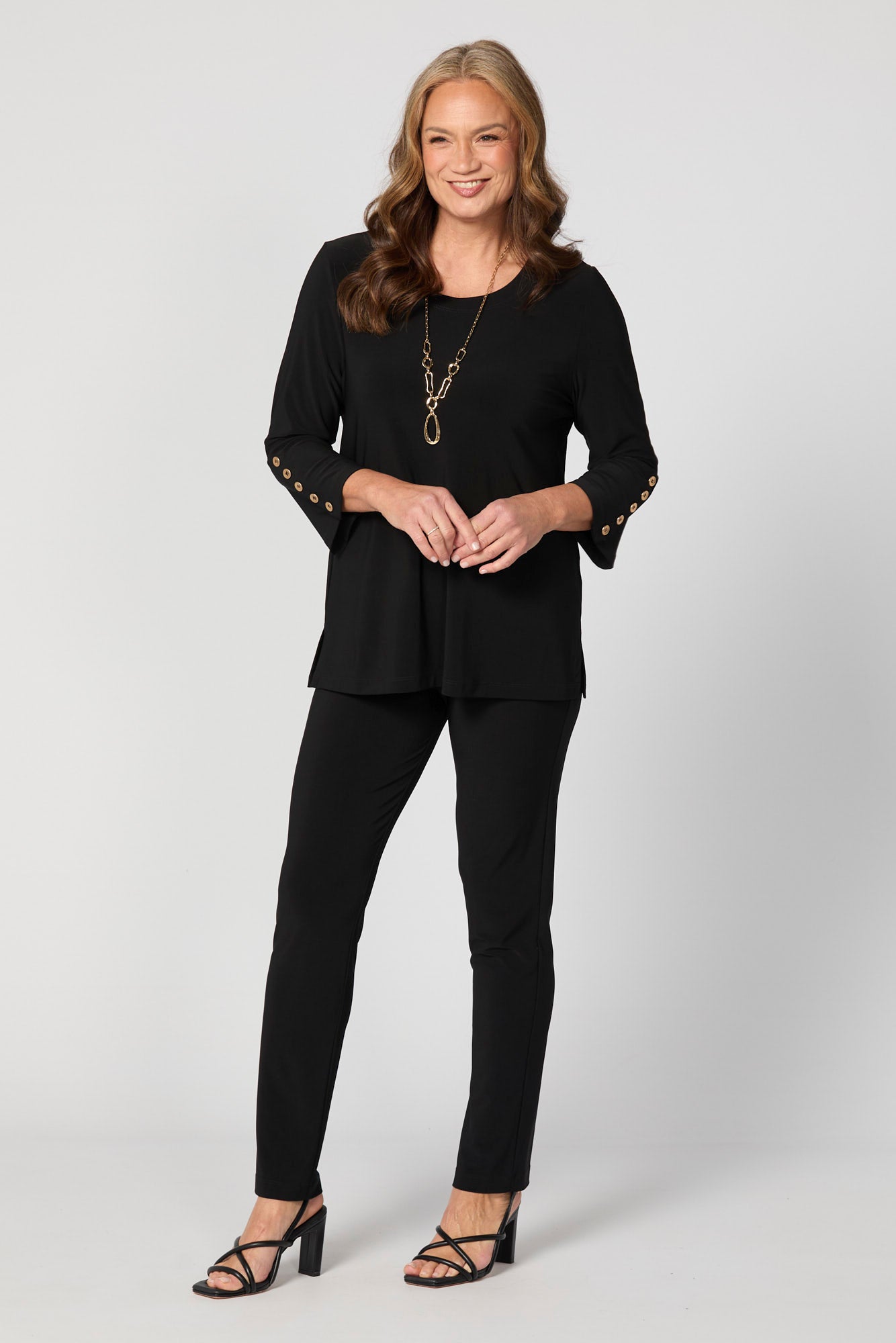 HUSH FLUTED BUTTON SLEEVE TOP