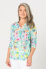 FLEUR V NECK 3/4 SLV PRINT TOP